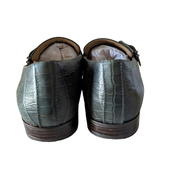 Naturalizer Janie Loafers Green Croc Embossed Leather Slip On Shoes Size 9 - Picture 6 of 8